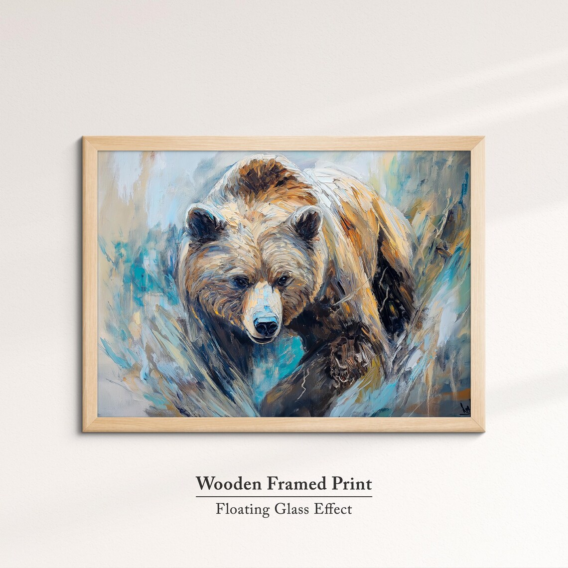 Brown Bear Walking Powerful Wildlife Oil Painting Style Wall Art - Image 6