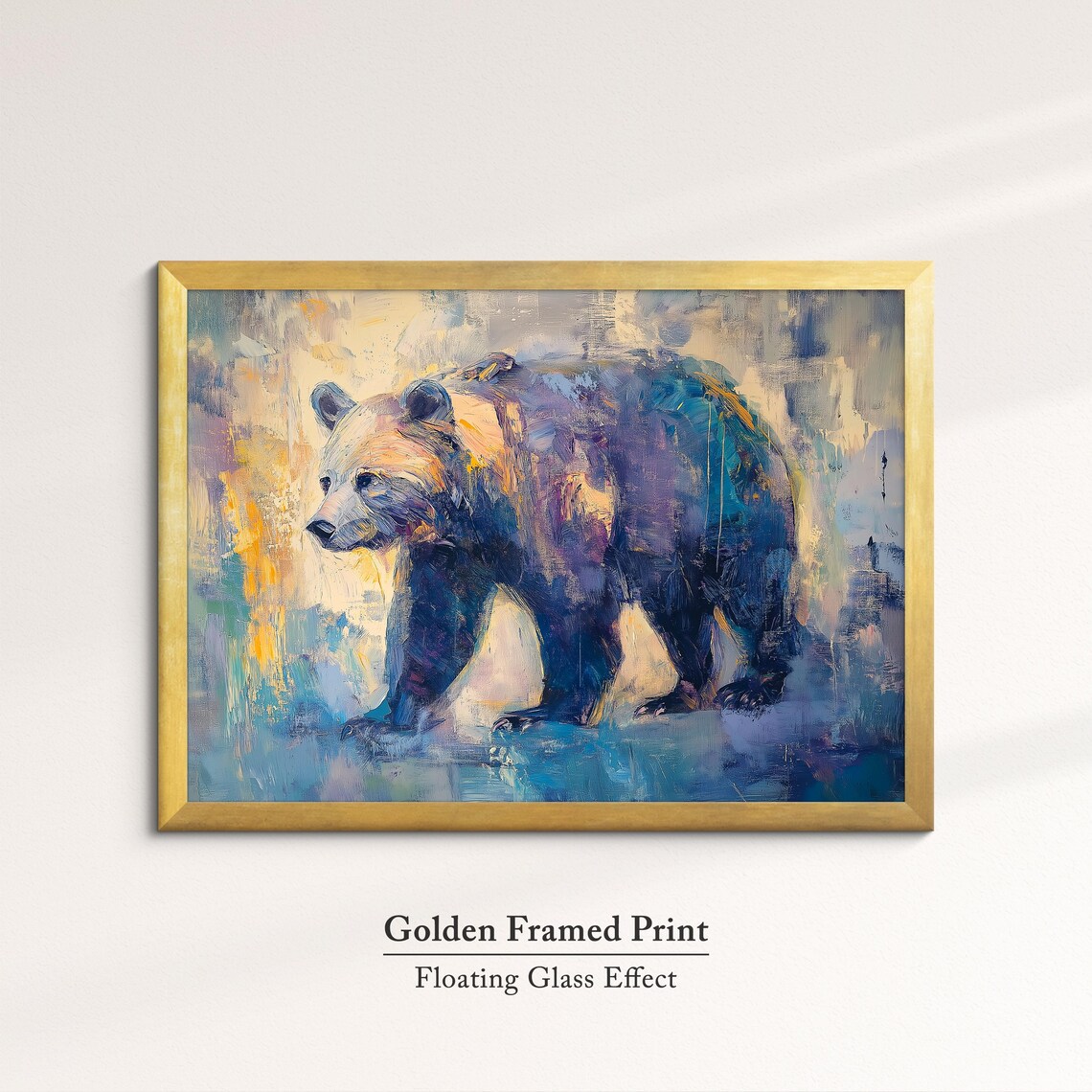 Grizzly Bear Walking Colorful Abstract Oil Painting Wildlife Wall Art Poster - Image 5