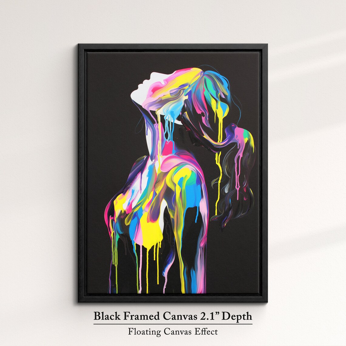 Neon Paint Woman Standing With Head Back Flowing Color Art Poster - Image 2