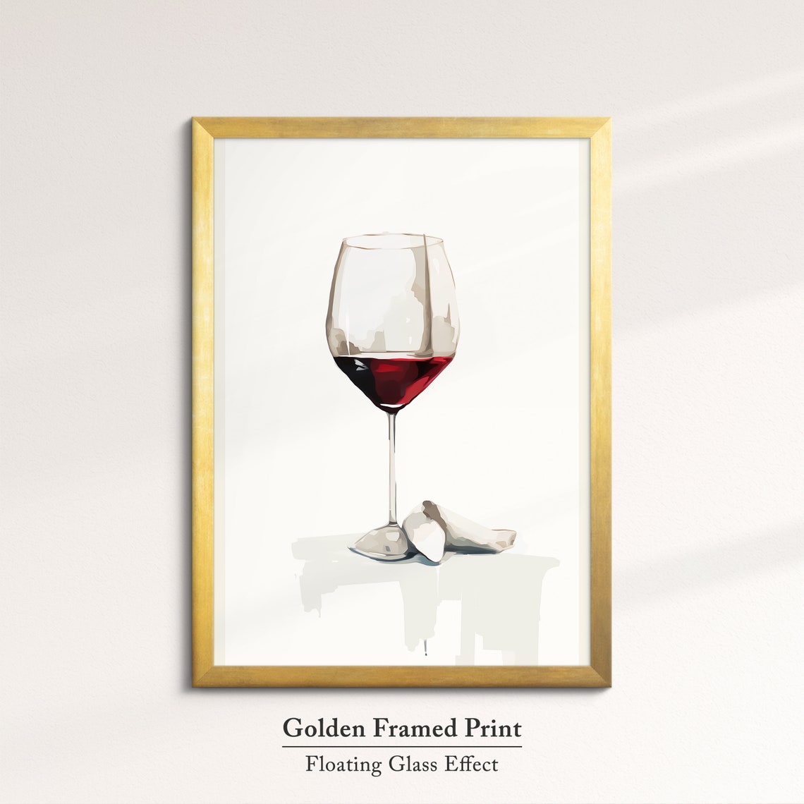 Minimalist Red Wine Glass With Petals White Elegant Kitchen Wall Art - Image 5