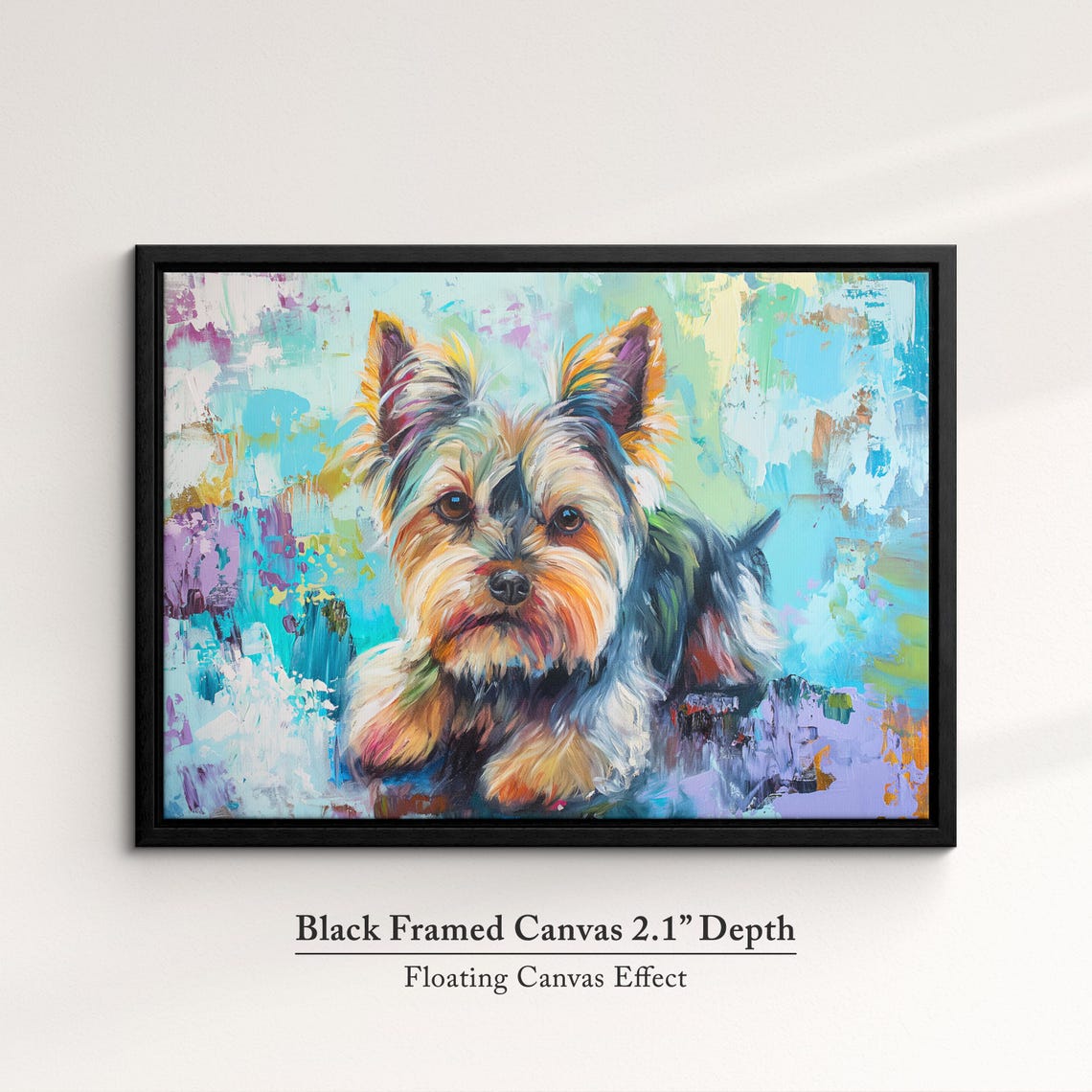 Yorkshire Terrier Sitting Pose Mint Teal Abstract Dog Art Poster - Image 2