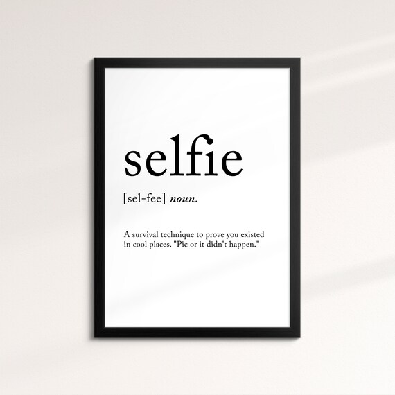Selfie Minimalist Definition Quote Word Art Framed Print Framed Female Wall Art Lady Poster Feminine Home Decor Gifts For Her