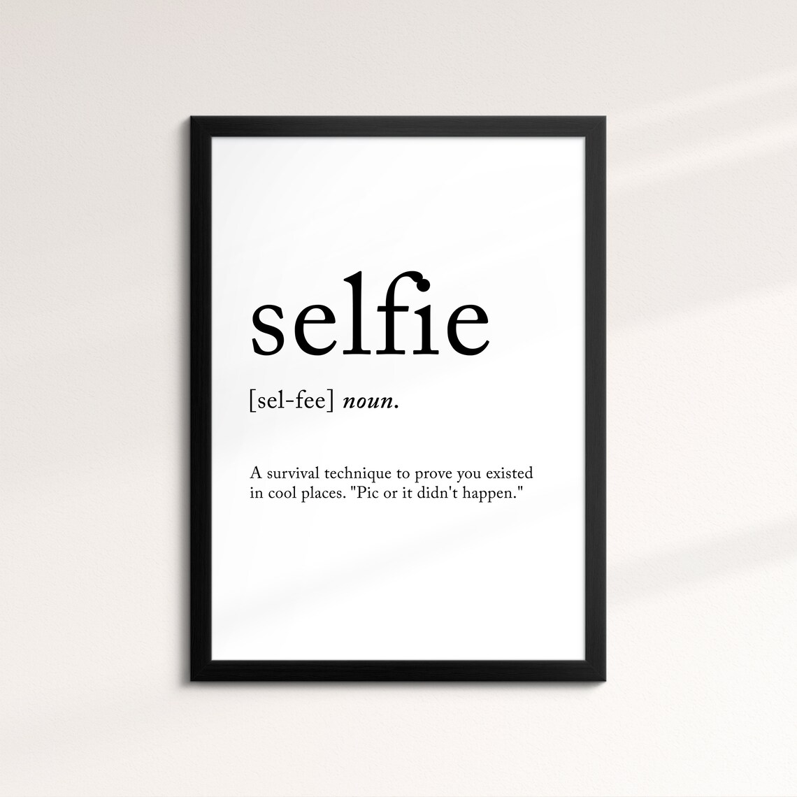 Selfie Minimalist Definition Quote Word Art Framed Print Framed Female Wall Art Lady Poster Feminine Home Decor Gifts For Her
