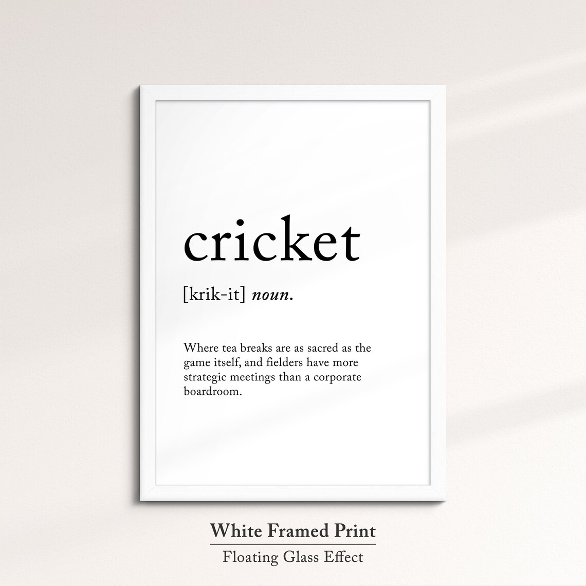 Cricket Definition Dictionary Funny Sports Quote Minimalist Framed Print Framed Wall Art Poster Home Decor Interior Cricket Gift - Image 7