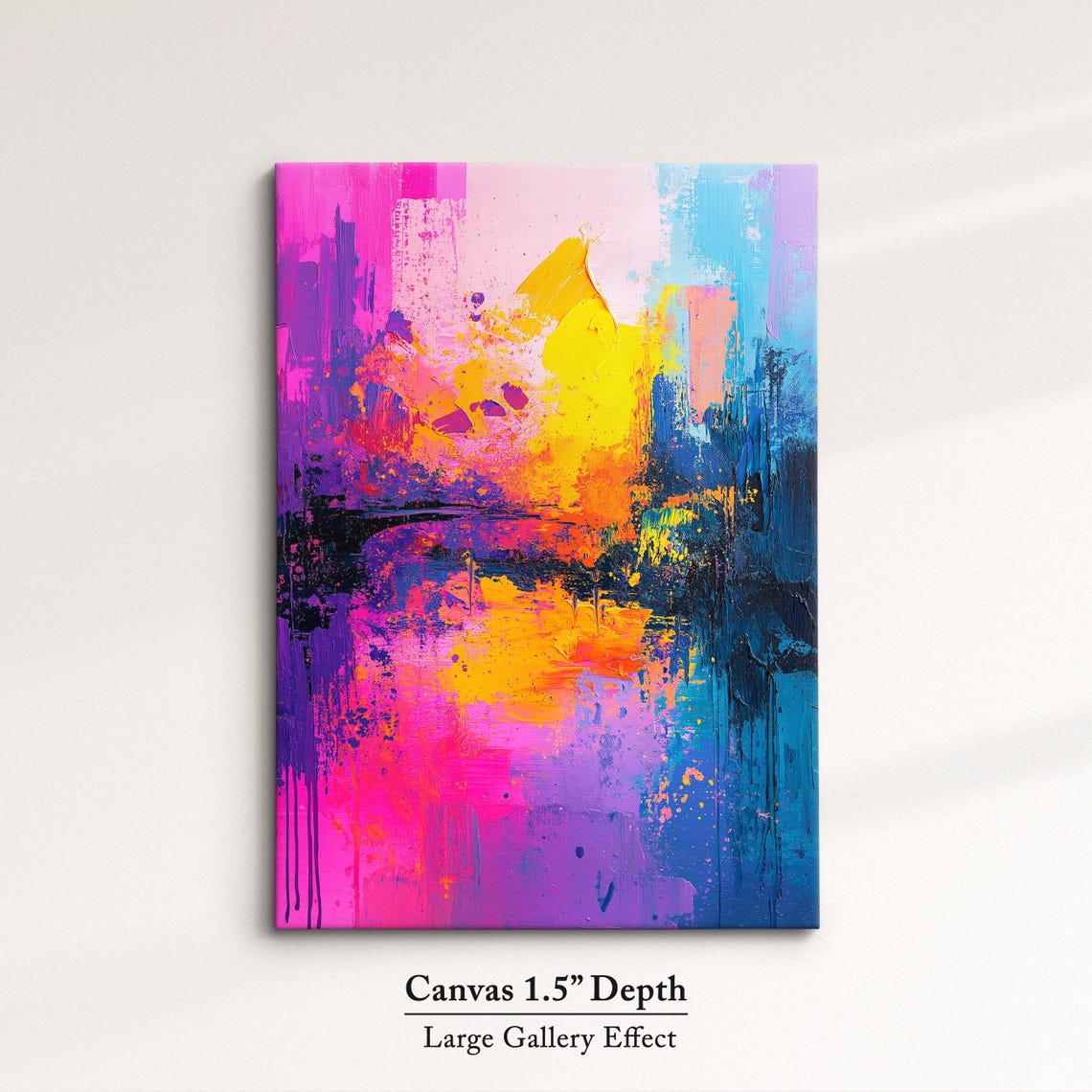 Pink Purple Blue Abstract Impasto Painting Colorful Sunset Wall Art - Image 3