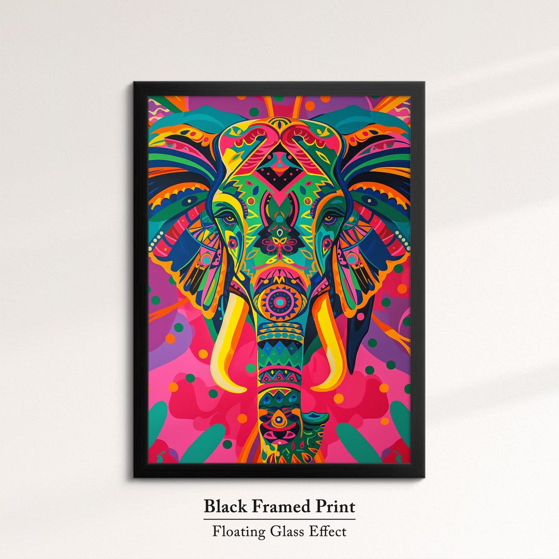 Elephant Mandala Ornamental Psychedelic Pink Purple Vibrant Art Poster - Image 8