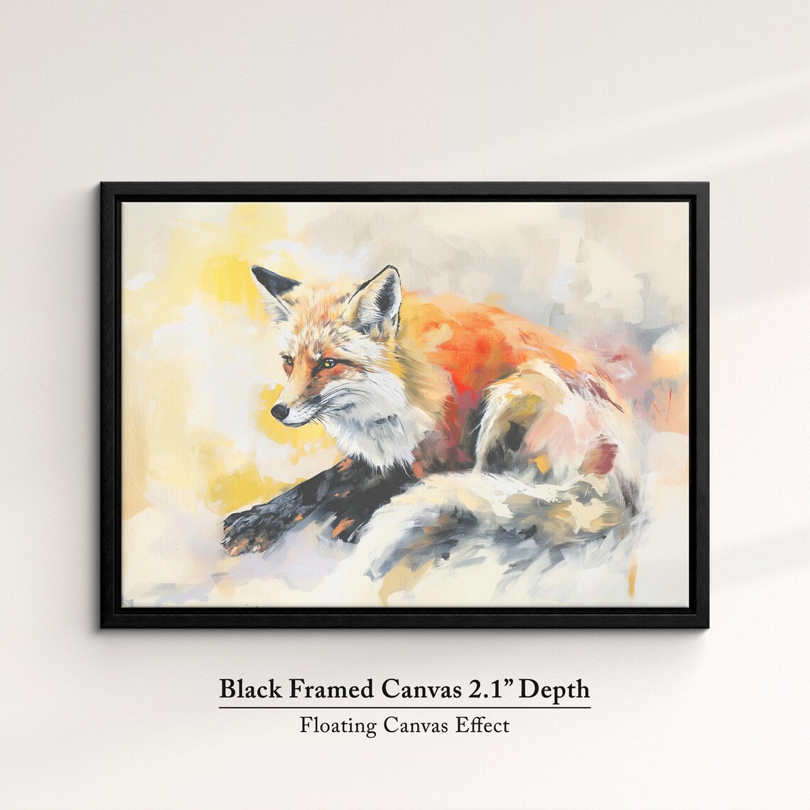 Red Fox Resting Abstract Watercolor Pastel Wildlife Wall Poster - Image 2