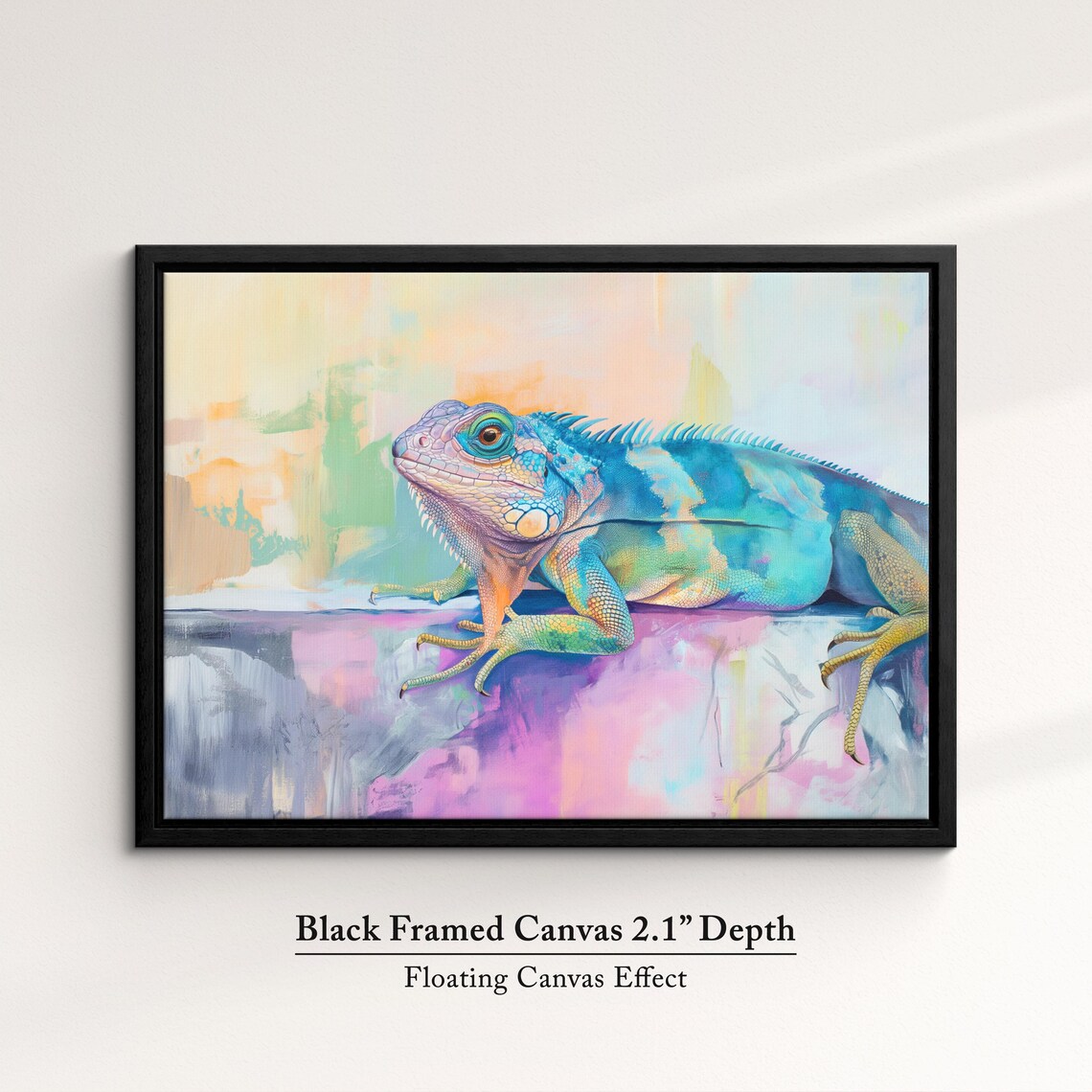 Colorful Iguana Blue Teal Abstract Reptile Painting Lizard Art Poster - Image 2
