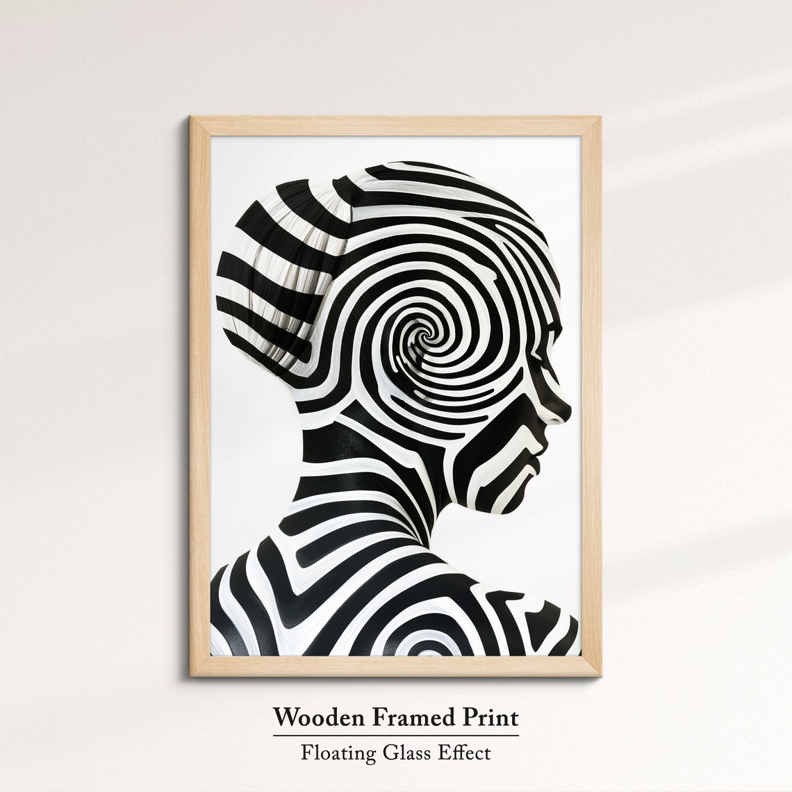 Black And White Spiral Optical Illusion Face Profile Modern Art Poster - Image 6