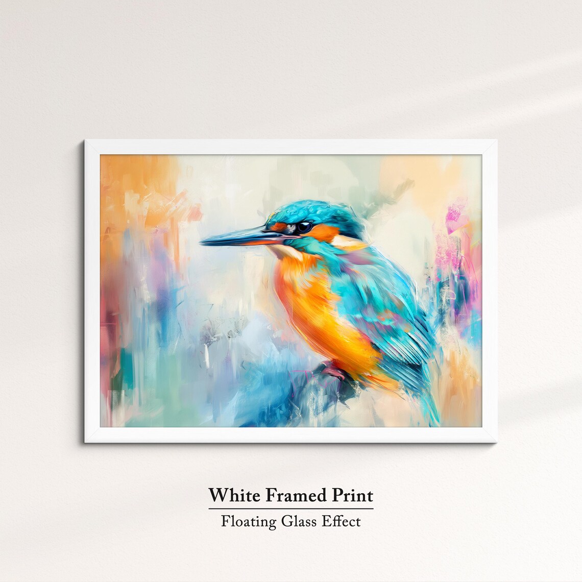 Kingfisher Bird Abstract Oil Painting Watercolor Art Print - Image 7