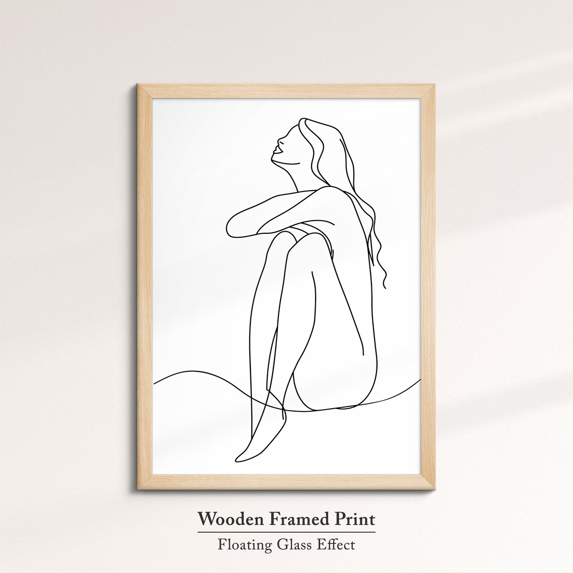 Seated Woman Looking Up Continuous Line Art Drawing Minimalist Wall Poster - Image 6