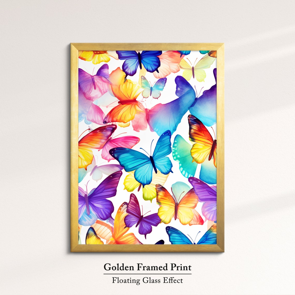 Rainbow Watercolor Butterflies On White Whimsical Insect Art Poster - Image 5
