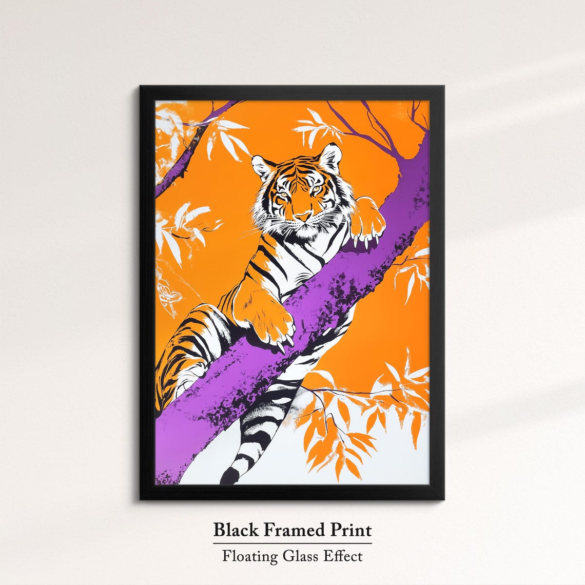 Bold Tiger Art Jungle Safari Wall Decor Vibrant Animal Print Modern Wildlife Home Decoration Orange And Purple Tropical Art - Image 8