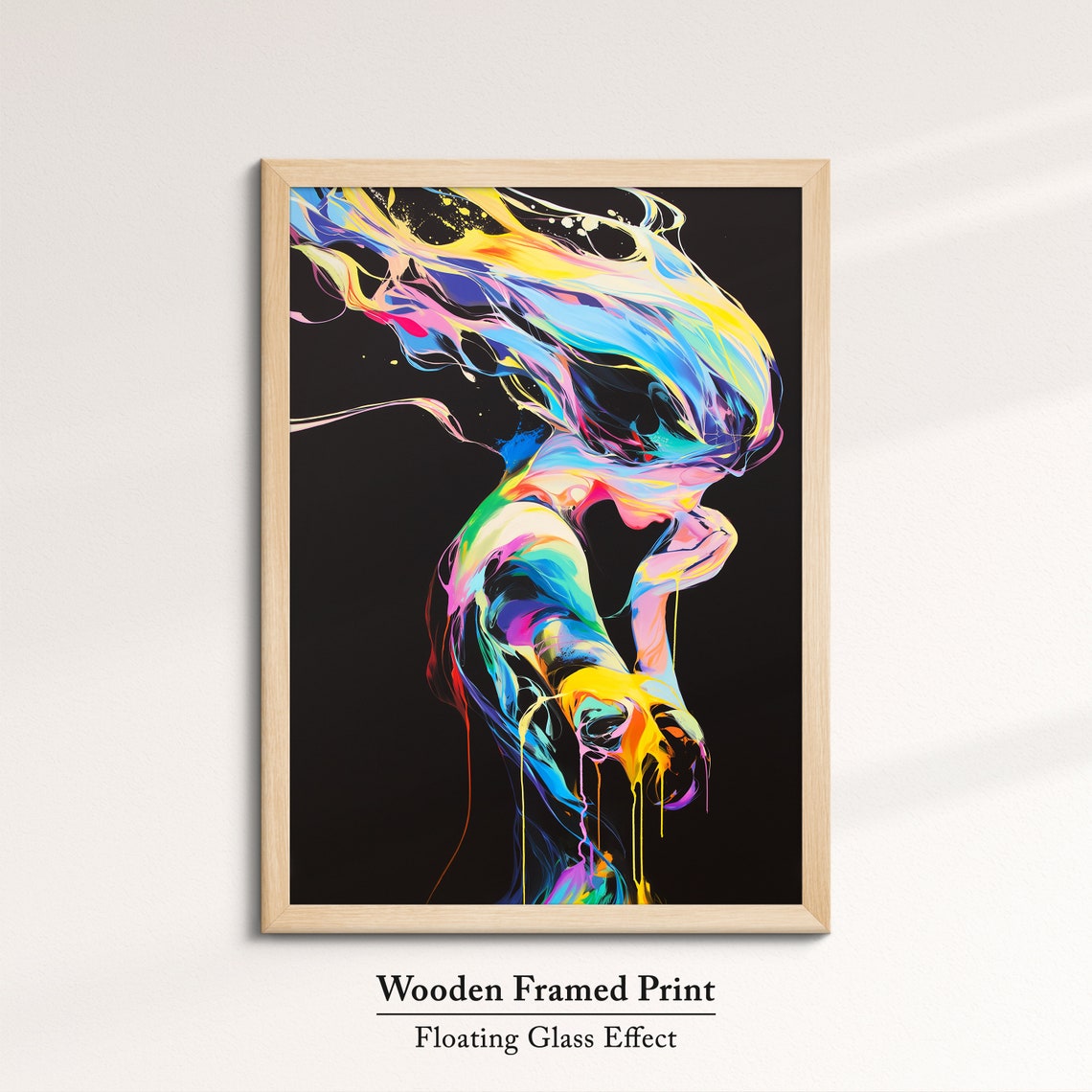 Neon Paint Splash Dancing Woman Swirling Colors Abstract Art Poster - Image 6