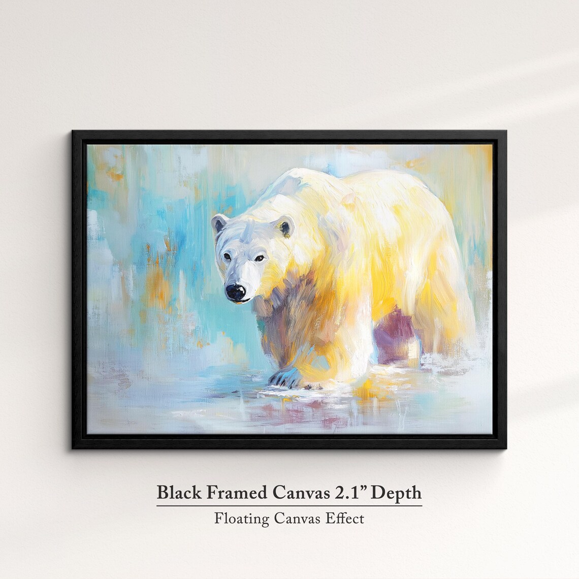Polar Bear Blue Icy Abstract Oil Painting Arctic Wildlife Wall Art Poster - Image 2
