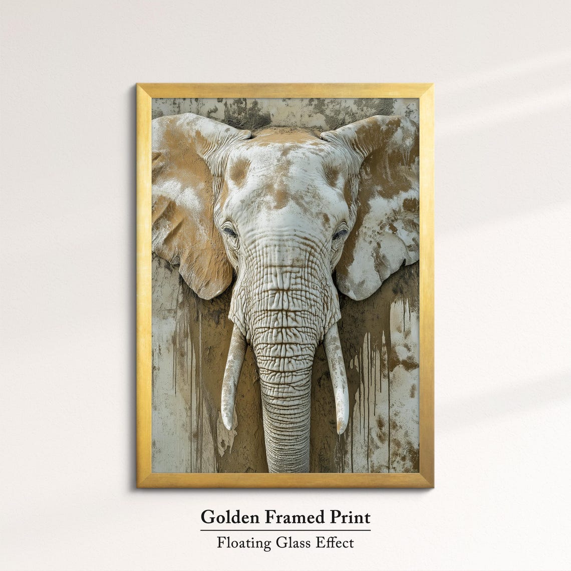 Elephant Head Sepia Neutral Beige Tusks Rustic Textured Wall Poster - Image 5