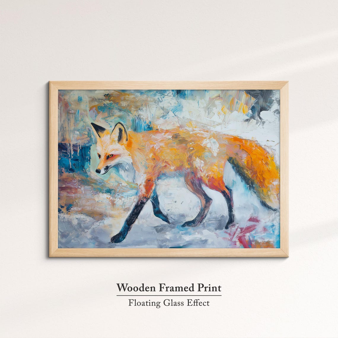 Red Fox Walking Abstract Oil Painting Orange Wildlife Portrait Poster - Image 6