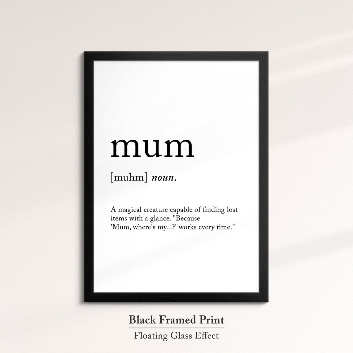 Mum Funny Dictionary Definition Noun Minimalist Black White Art Poster - Image 5
