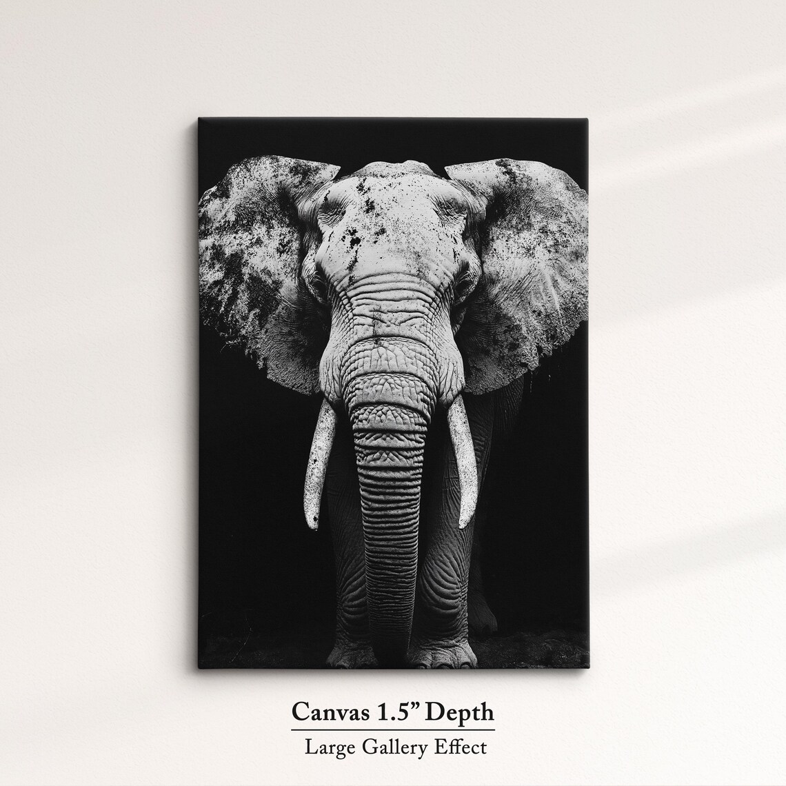 African Elephant Monochrome Black White Dramatic Tusker Portrait Poster - Image 3