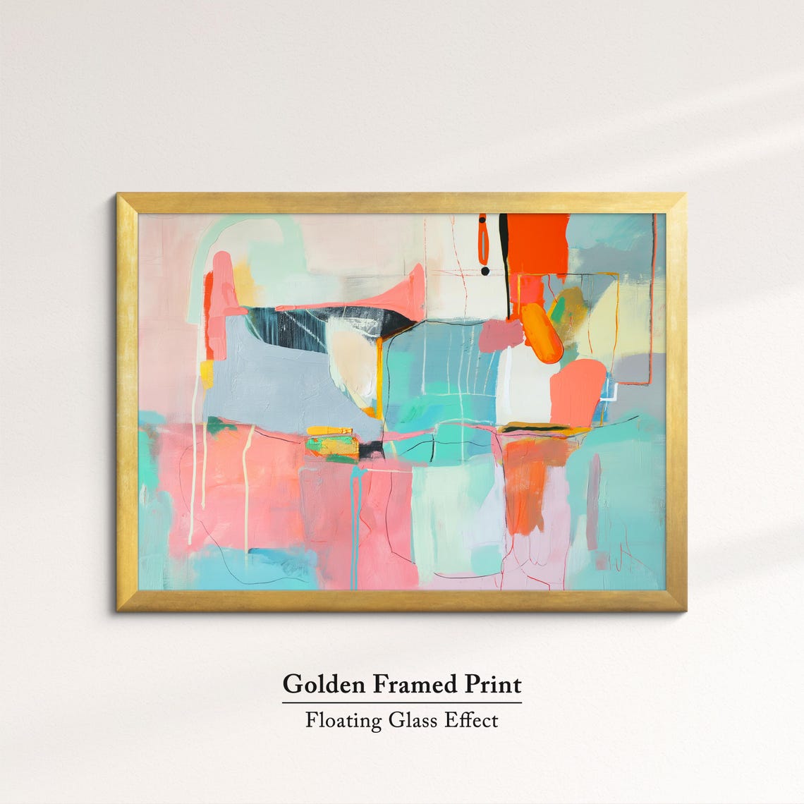 Pastel Abstract Geometric Blocks Pink Blue Minimalist Modern Art Print - Image 5