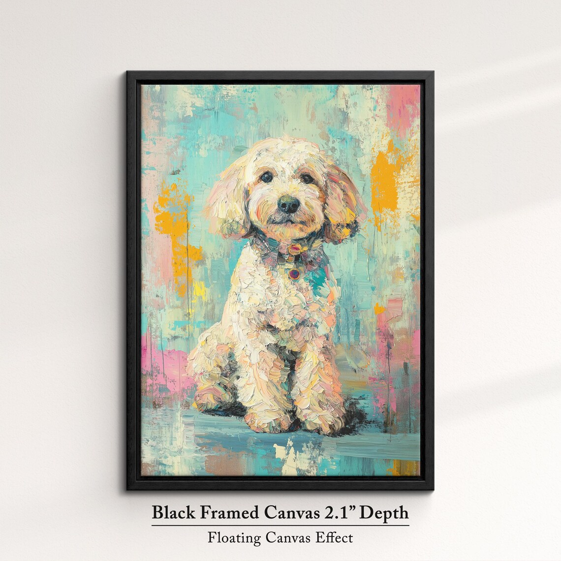 Cream Cockapoo Dog Portrait Pastel Oil Painting Cute Puppy Art Print - Image 2