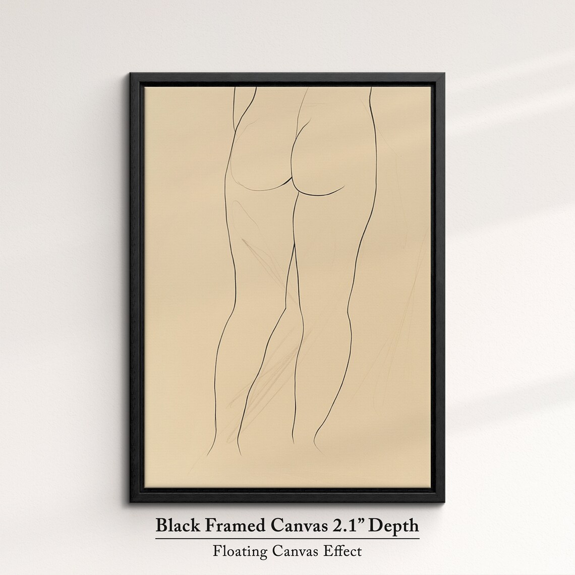 Minimalist Woman Body Line Art Drawing Beige Feminine Wall Art Print - Image 2