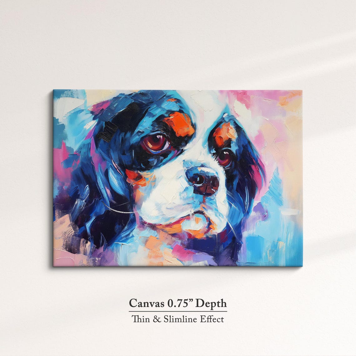 Cavalier King Charles Spaniel Face Front Blue Pink Abstract Dog Poster - Image 4