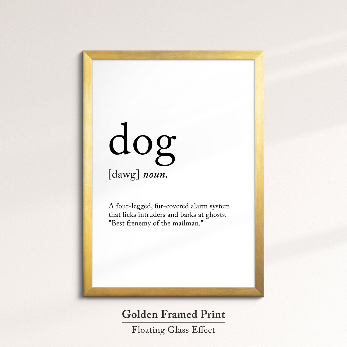 Dog Funny Dictionary Definition Noun Minimalist Black White Art Poster - Image 4