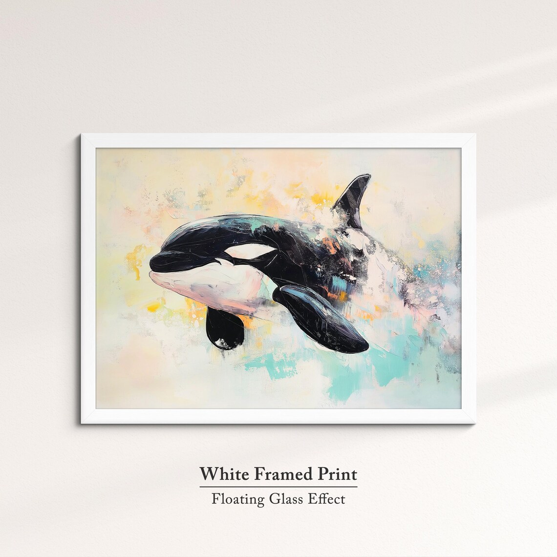 Orca Killer Whale Abstract Oil Painting Pastel Ocean Wildlife Poster - Image 7