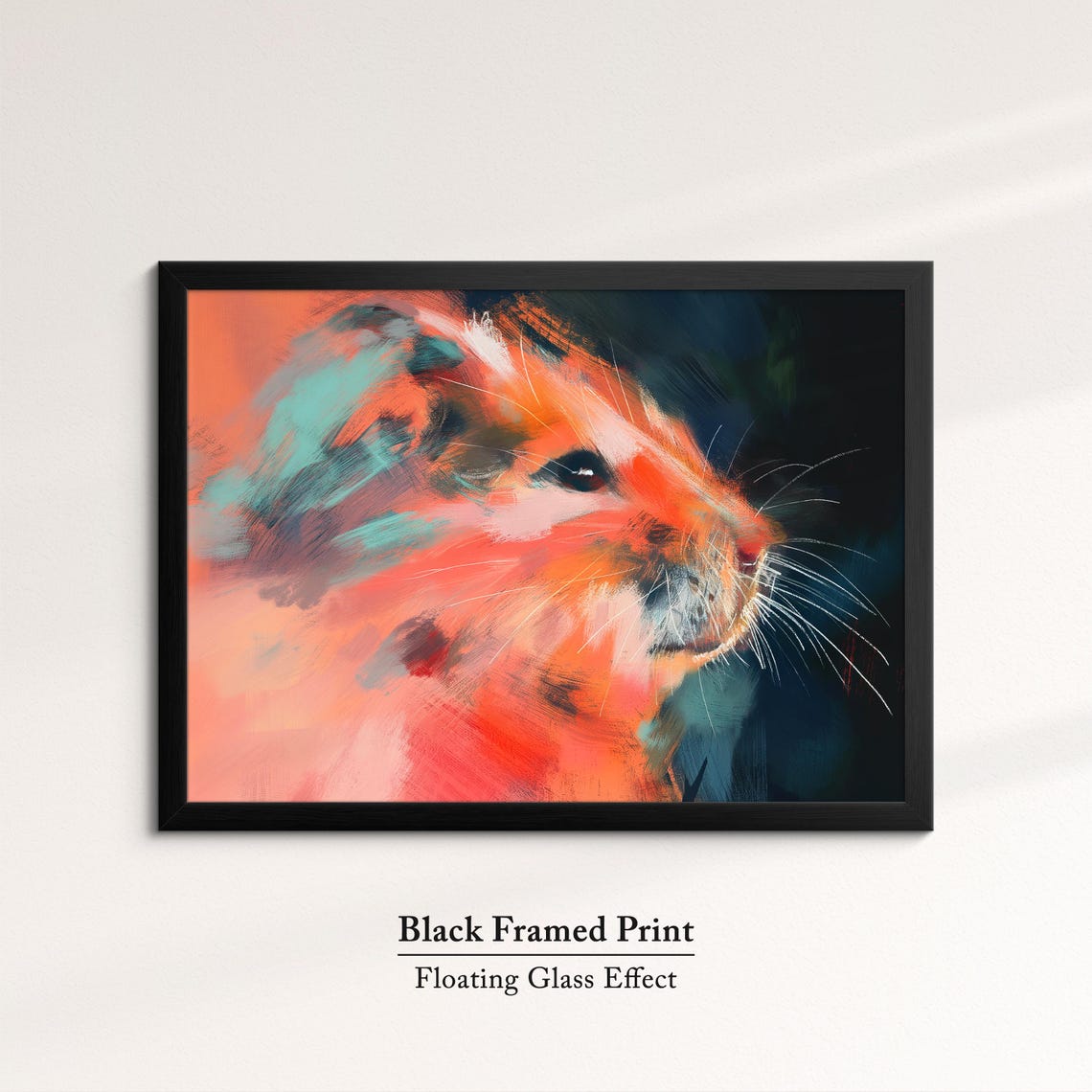 Hamster Fiery Orange Teal Bold Abstract Close Up Small Pet Art Poster - Image 8