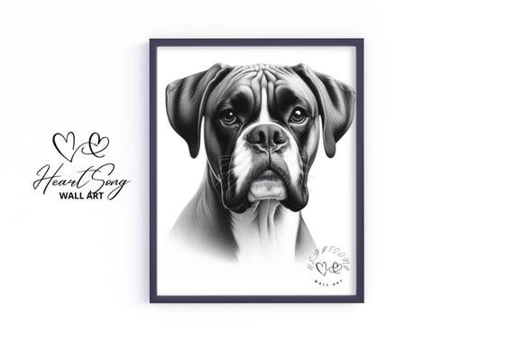 Boxer Autumn Country Dog Portrait Rustic Wall Art Warm Moody Neutral Tones Holiday Home Decor V444