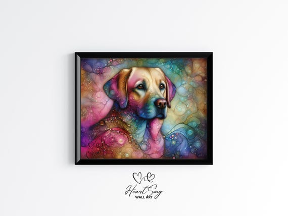 Labrador Retriever Dog Painting Rustic Abstract Wall Art With Painterly Alcohol Ink Swirls For Modern Decor Lovers 894