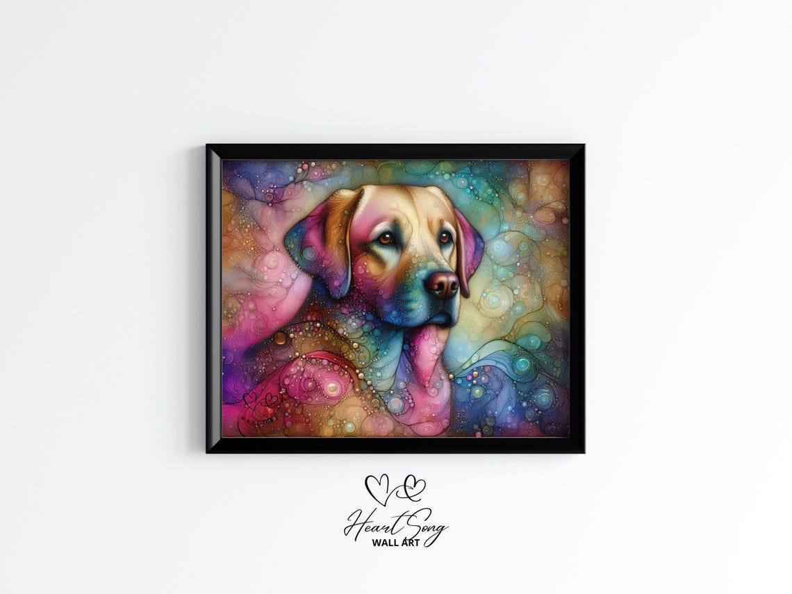 Labrador Retriever Dog Painting Rustic Abstract Wall Art With Painterly Alcohol Ink Swirls For Modern Decor Lovers 894