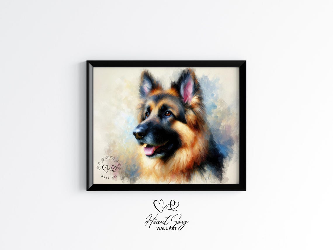 German Shepherd Dreamy Watercolor Pet Portrait Dog Lover Gift Poster
