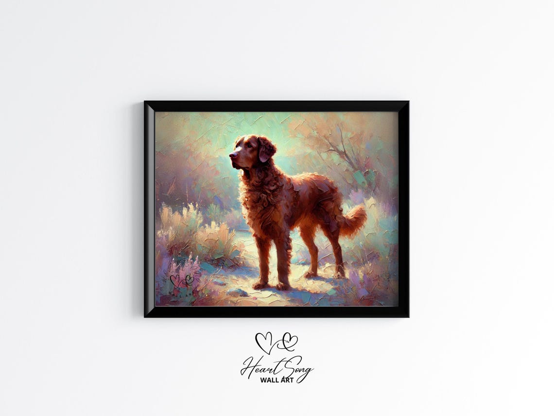 Chesapeake Bay Retriever In Wildflower Landscape Painterly Poster