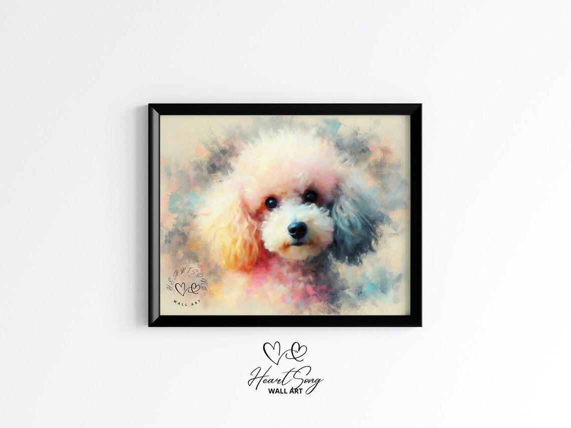 Fluffy Poodle Watercolor Dog Portrait Soft Pastel Pet Poster