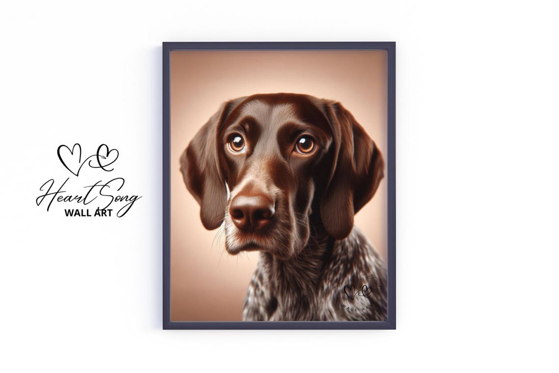 German Shorthaired Pointer Portrait Warm Rustic Dog Art Poster