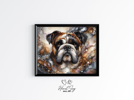 Bulldog Dog Painting Rustic Abstract Wall Art As A Vibrant Alcohol Ink Artwork For Modern Decor Lovers 837