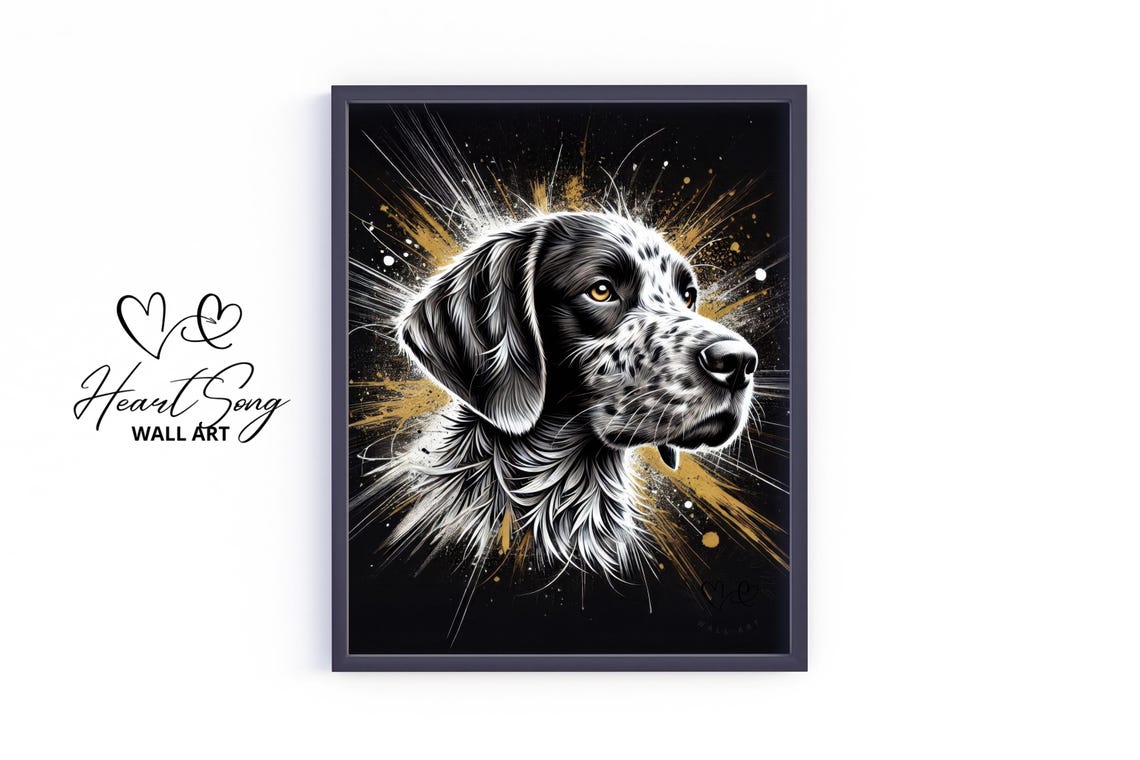 German Shorthaired Pointer Black And Gold Dog Portrait Poster
