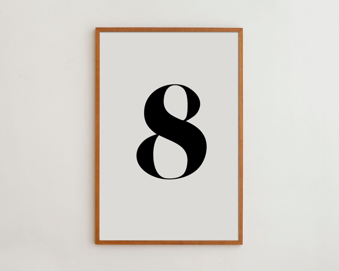 Eight Number Art Print, Minimalist Home Decor