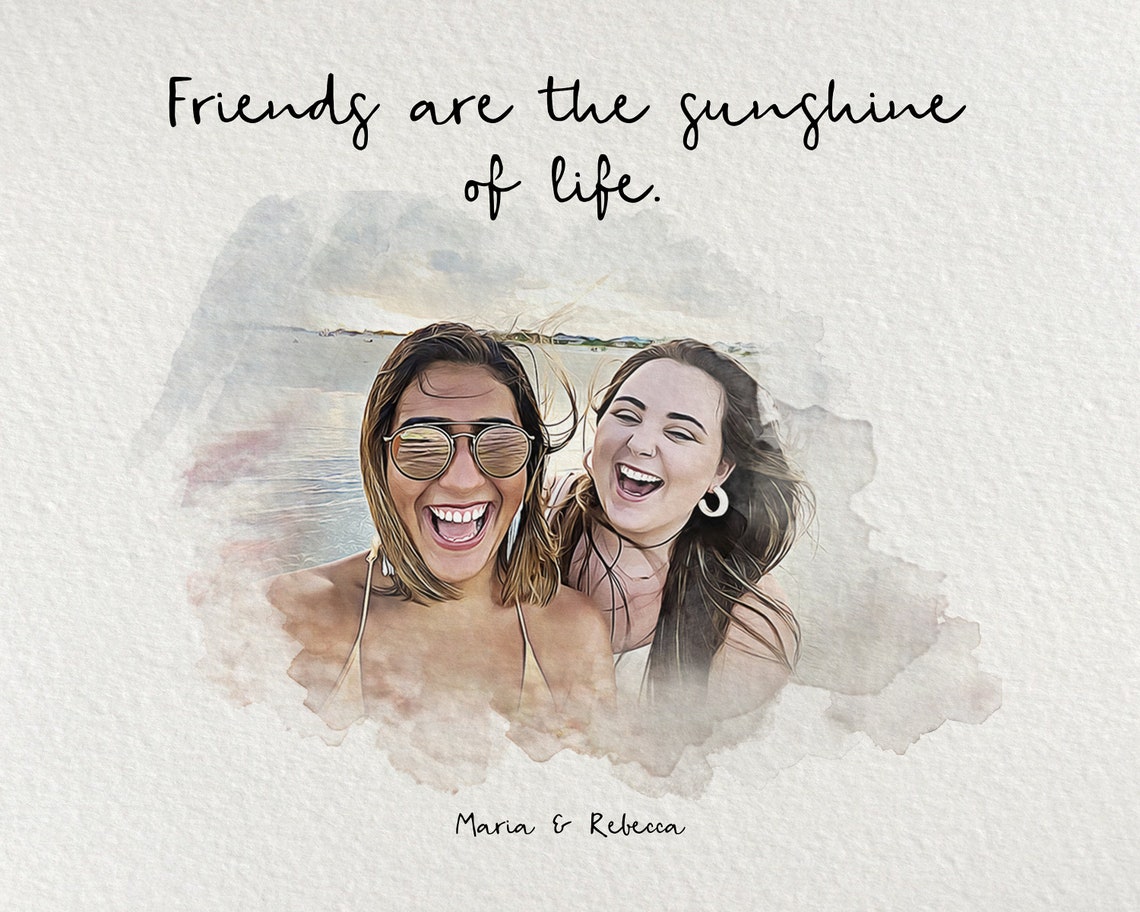 Personalised Best Friend Print Best Friend Gift Best Friend Portrait Friendship Gift Birthday Bestie Gifts Birthday Gift For Her - Image 2