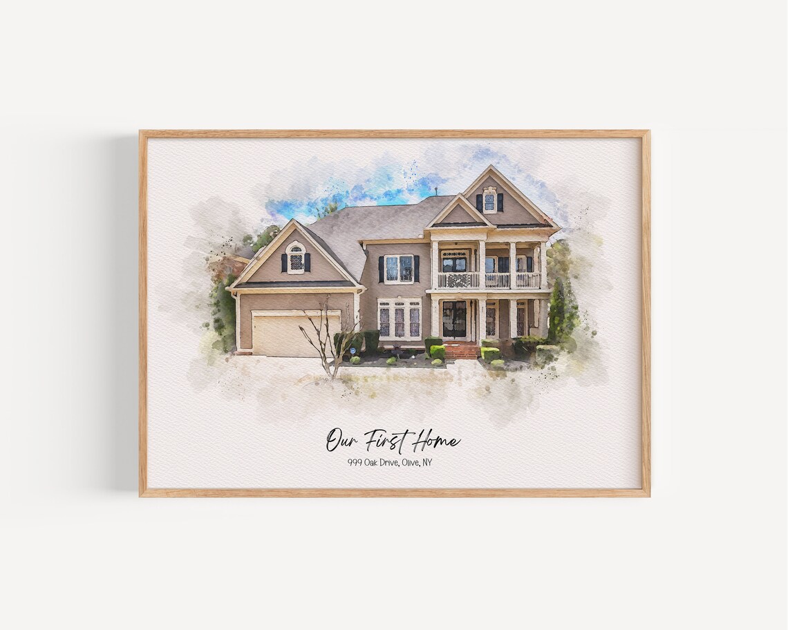 Our First Home 999 Oak Drive Olive NY Watercolor House Portrait Poster - Image 7