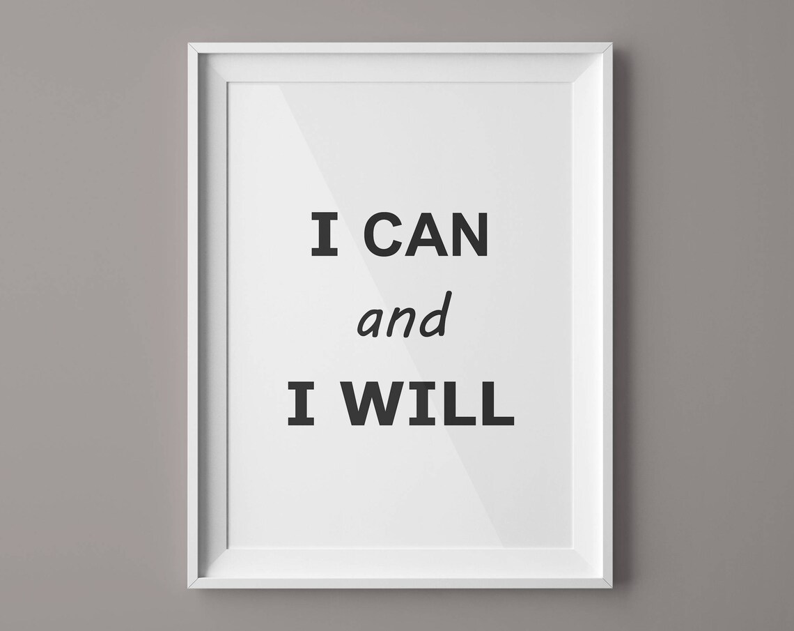 I Can and I Will Motivational Bold Typography Fitness Inspiration Poster