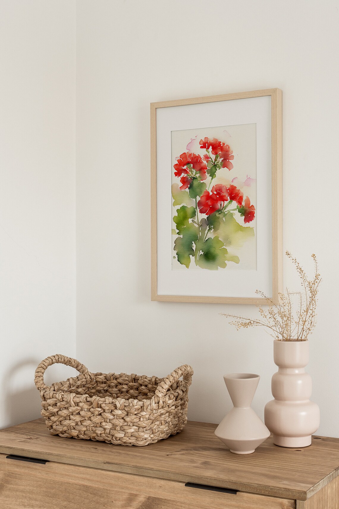 Geranium Watercolor Floral Art Print, Farmhouse Decor - Image 4