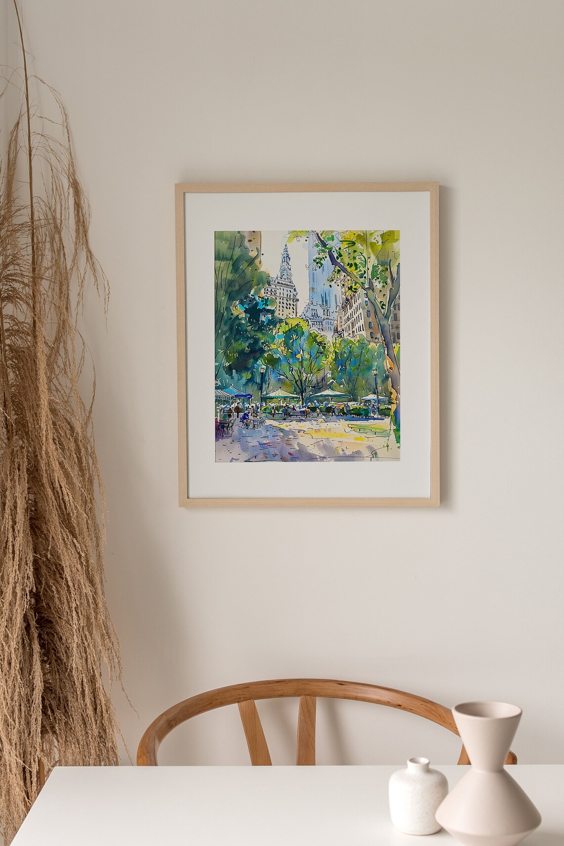 Bryant Park New York Cityscape Watercolor Art Print - Image 3