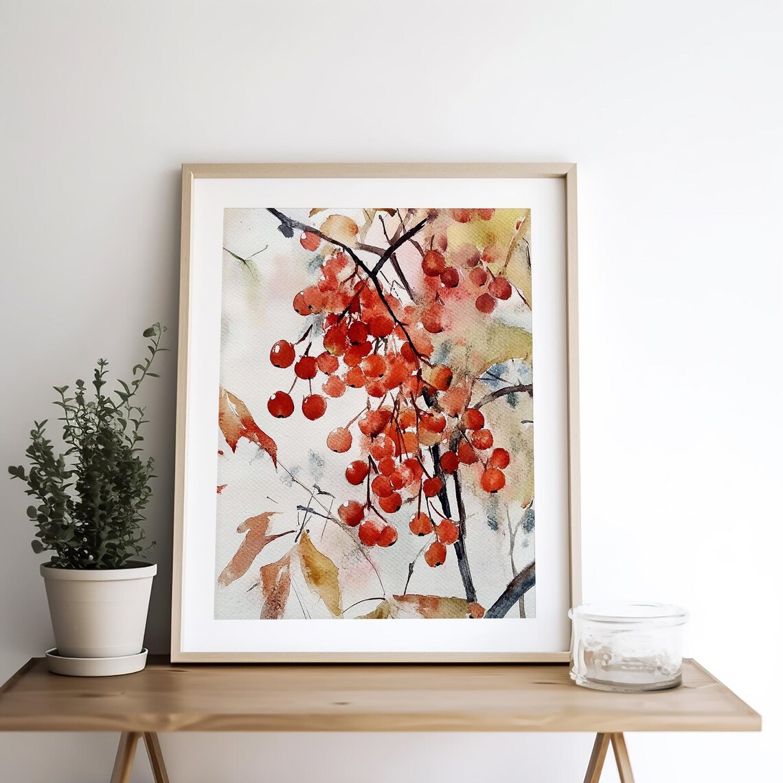 Rowan Tree Watercolor Art Print, Fall Tree Landscape - Image 4