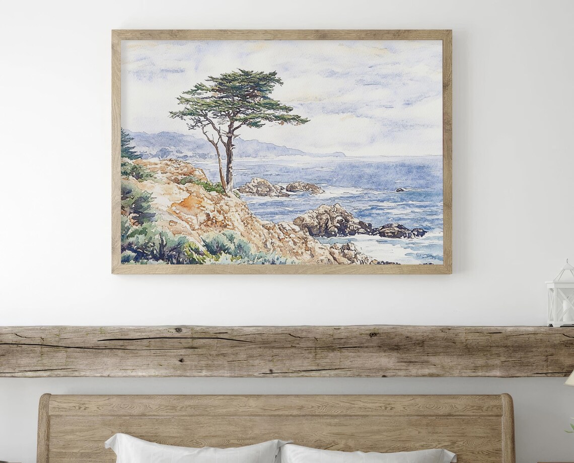Monterey Cypress Tree Watercolor Art Print - Image 3