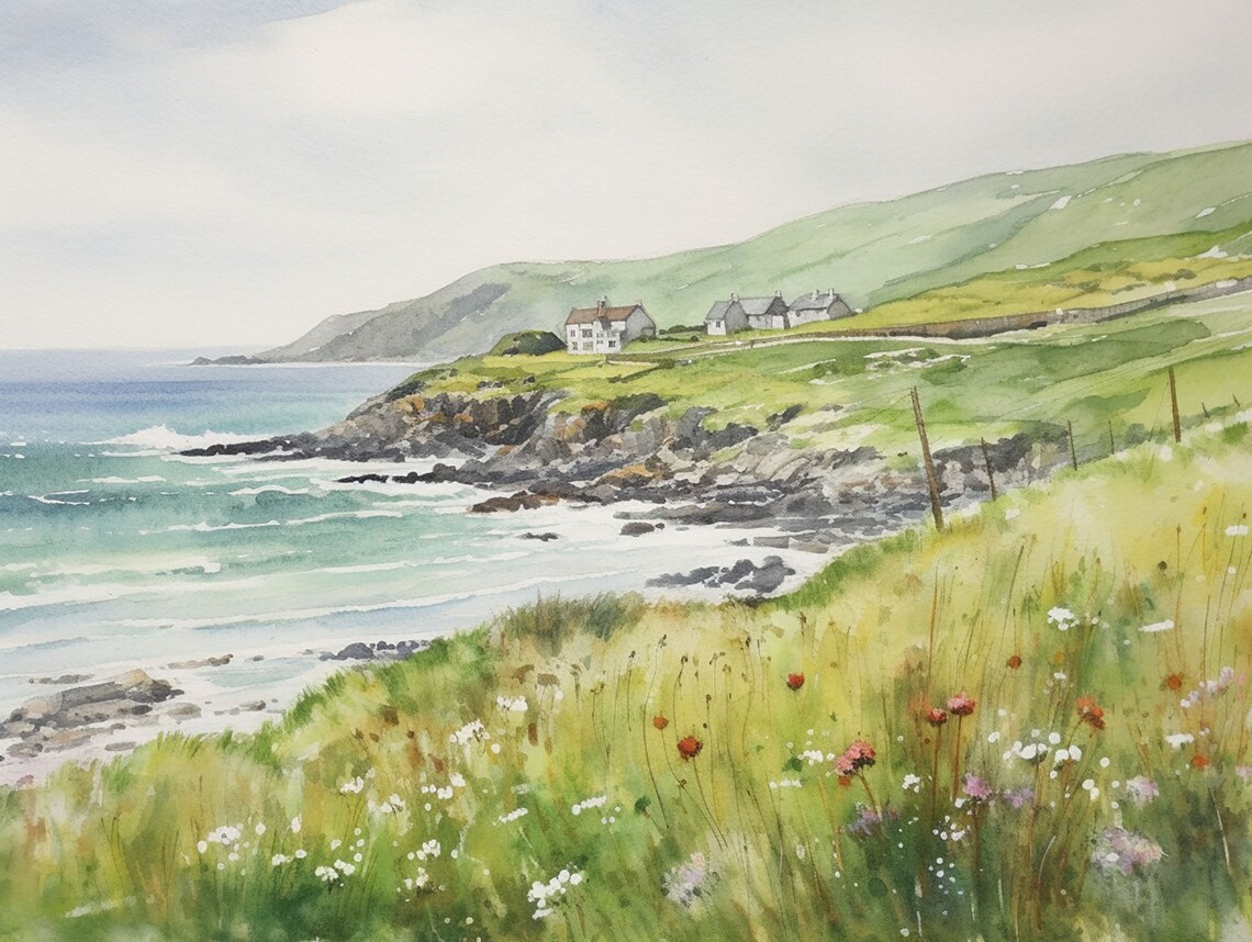 Achill Island Watercolor Art Print, County Mayo