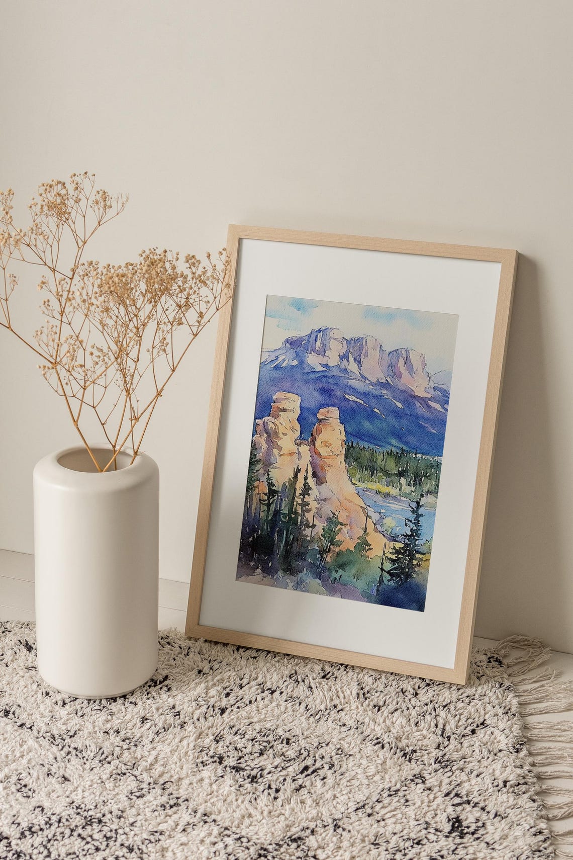 Red Rock Hoodoos Desert Canyon Pillars Mountain Watercolor Poster - Image 3