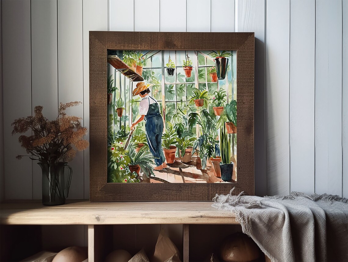 Greenhouse Garden Watercolor Art Print, Spring Decor - Image 2